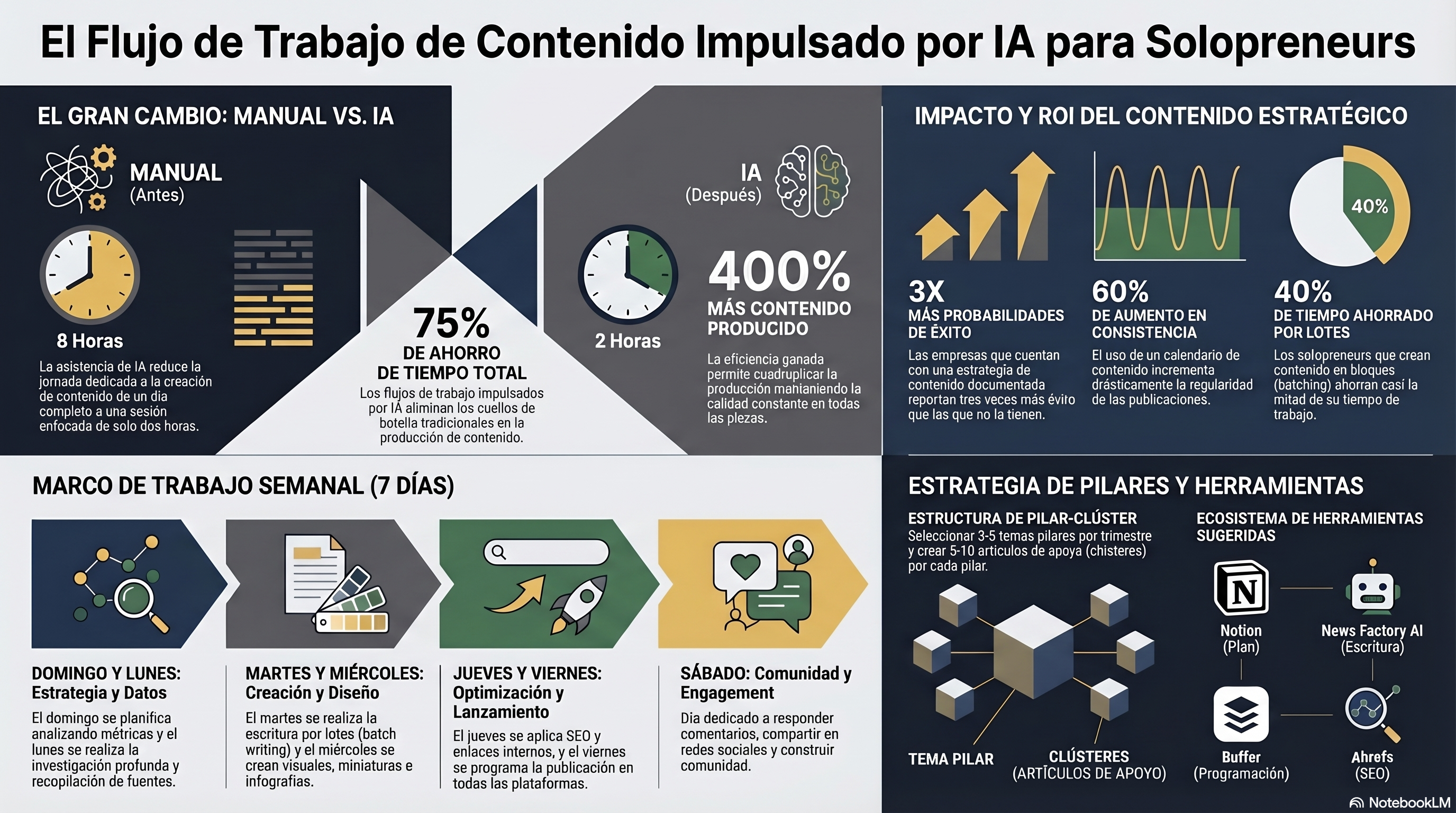 Flujo de Trabajo de Contenidos con IA para Emprendedores Solos