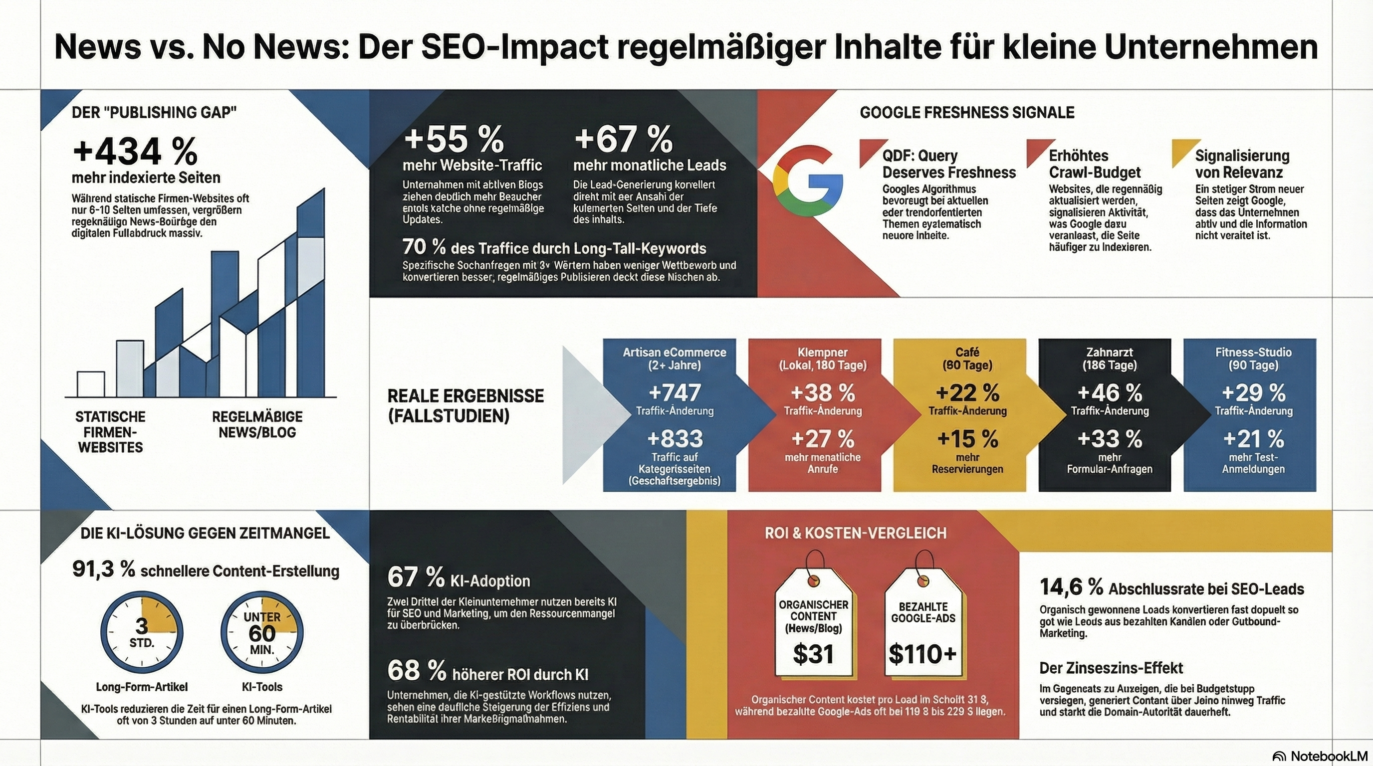 Infografik: Die SEO-Auswirkungen regelmäßiger Nachrichten-Publikationen auf Websites von Kleinunternehmen — wichtige Statistiken und Daten