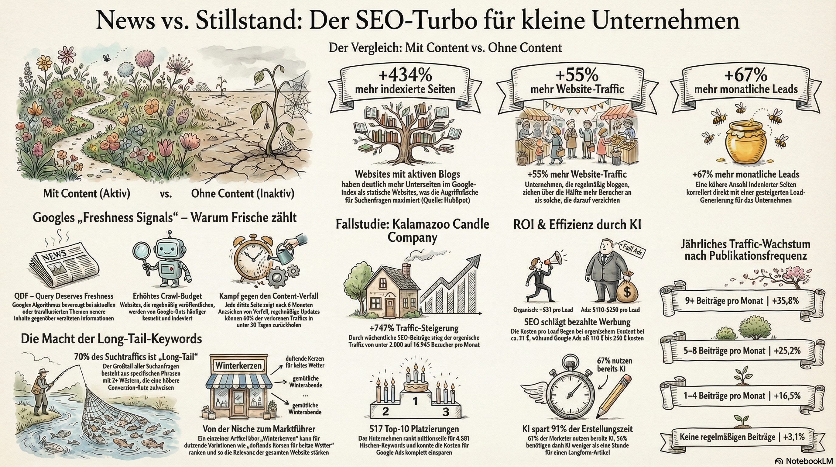Infografik: Fallstudien und ROI-Daten für die Veröffentlichung von News-Content auf Websites von Kleinunternehmen