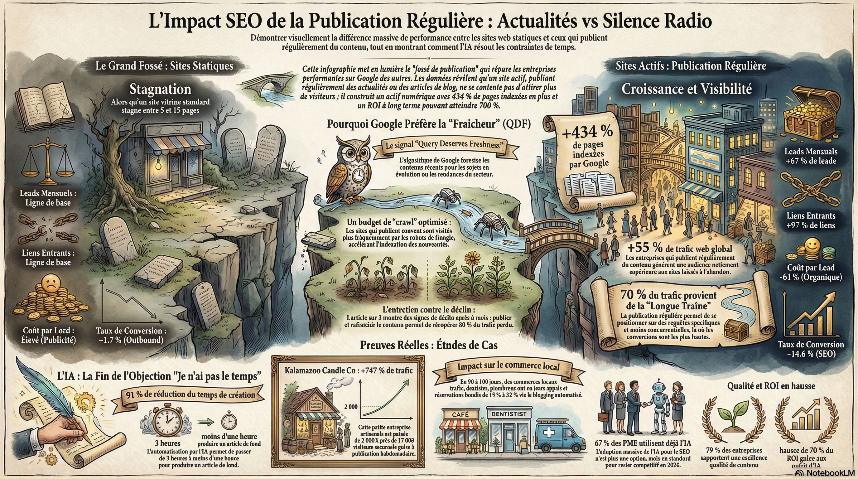 Infographie : Études de cas et données de ROI pour la publication de contenu d'actualité sur les sites web des petites entreprises