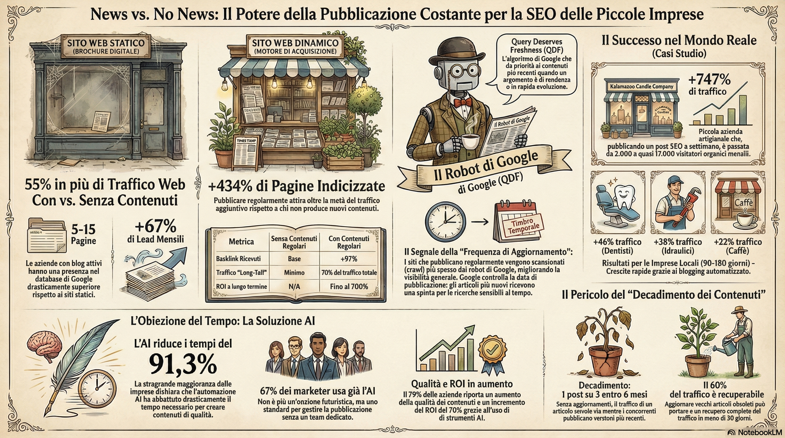 Infografica: Case study e dati ROI per la pubblicazione di contenuti news su siti web di piccole imprese