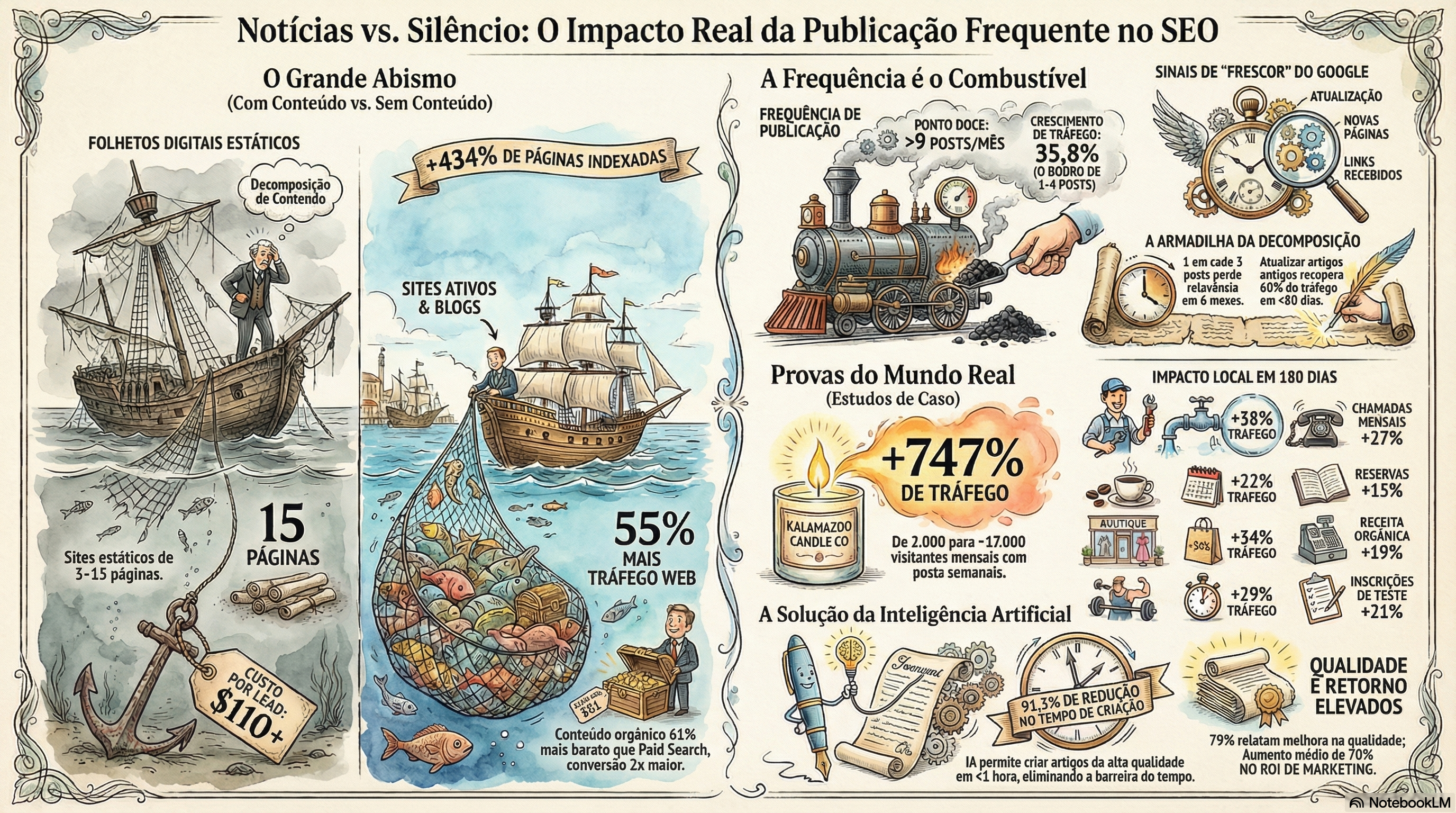 Infografia: Estudos de caso e dados de ROI para publicação de conteúdo de notícias em sites de pequenas empresas