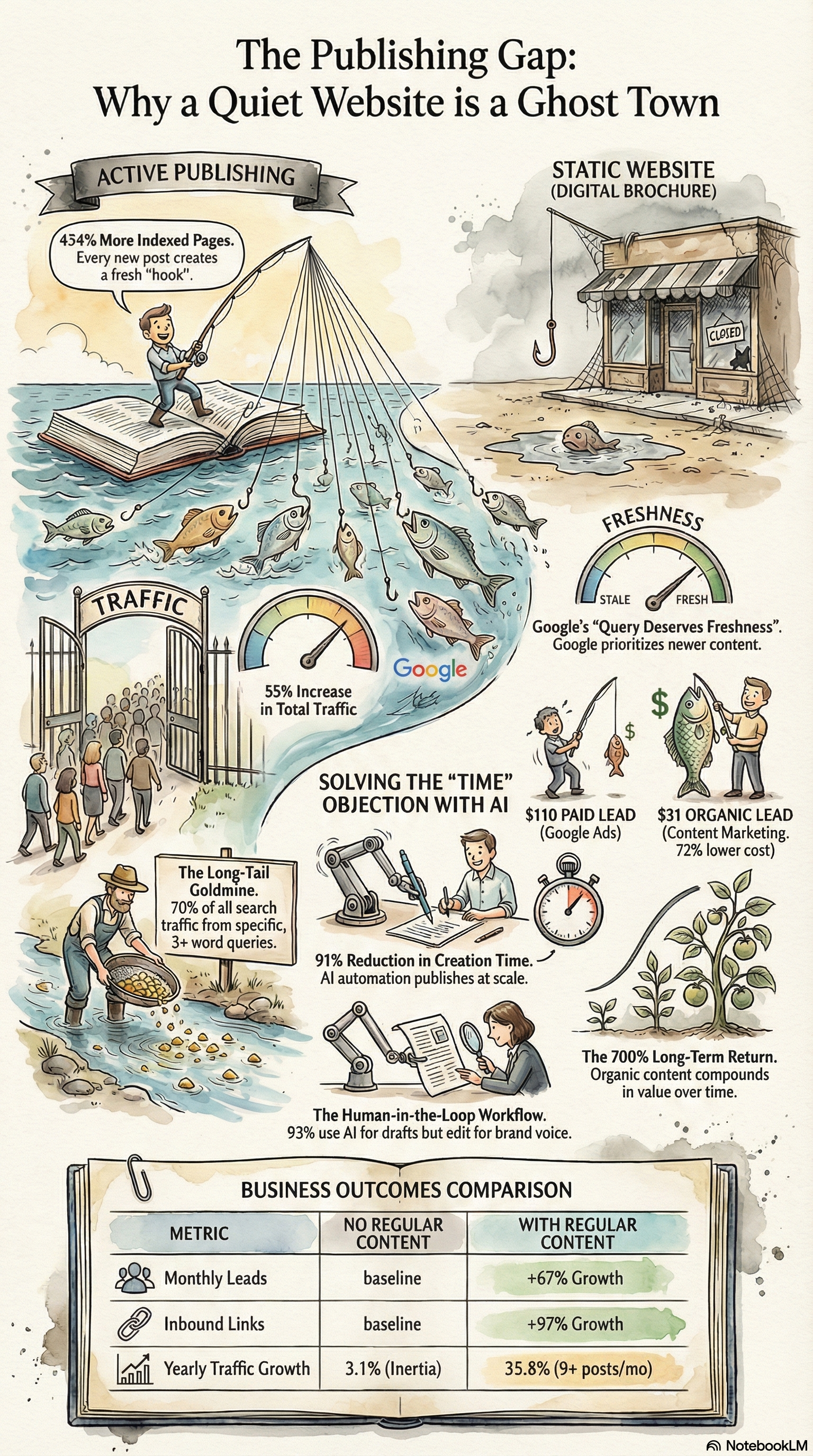 Infographic: Case studies and ROI data for news content publishing on small business websites