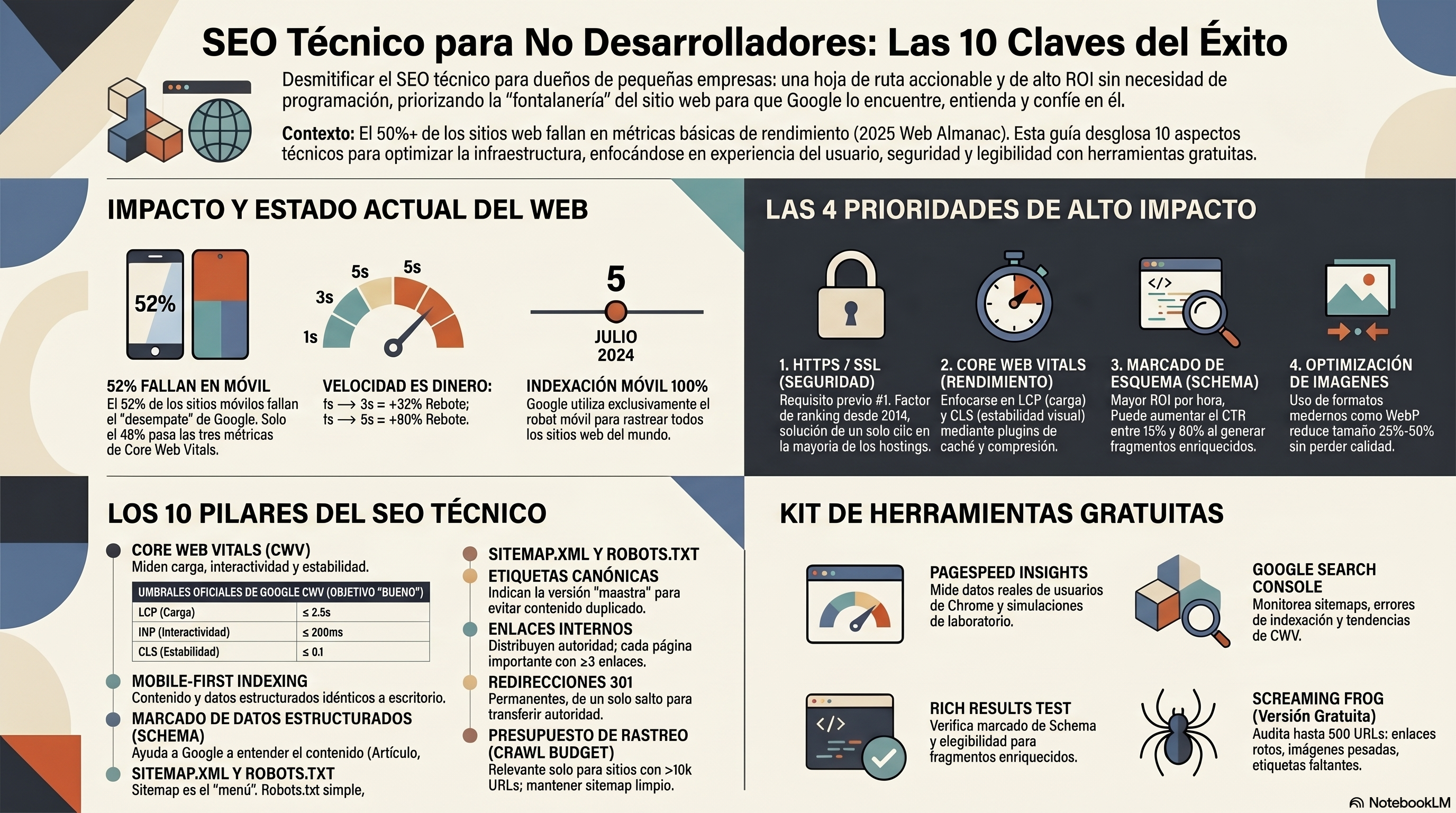 SEO Técnico para No Desarrolladores — Resumen Visual